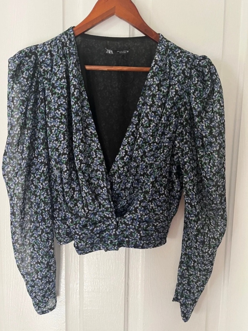 Zara Floral Cropped Blouse